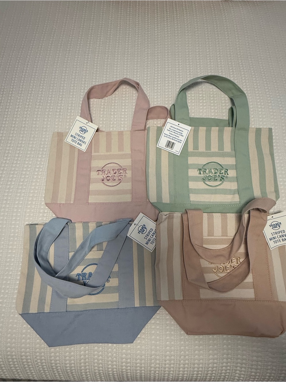 Trader Joe's Striped canvas Tote Bags